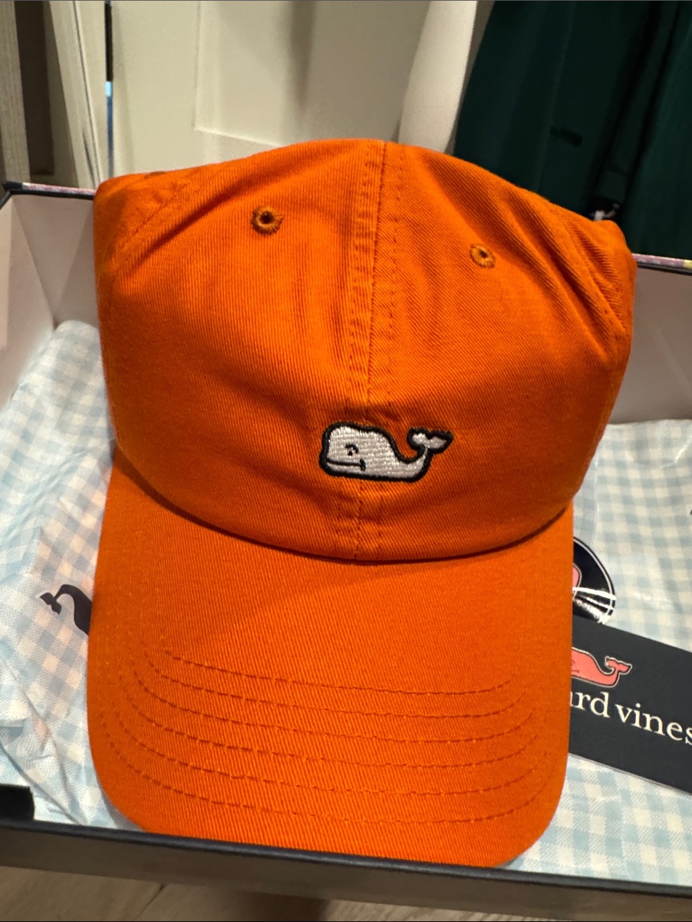 NWT Vineyard Vines Orange Whale Baseball Cap GiftBox
